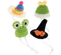 Artibetter 4pcs Knitted Hamster Hat with Adjustable Strap for Small Pets Made of Polyacrylic Fiber, Well-made and Safe, for Holding Parties and Family Portraits