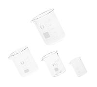 Artibetter 4pcs Laboratory Glass Beaker with Graduated Printed Scale, 10ml 25ml 50ml 100ml Capacity, Accurate Measurements and High Temperature Resistance, for Education and Research