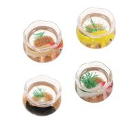 Artibetter 4pcs Miniature Fish Tank Ornaments PVC Mini Round Aquarium Bowls with Goldfish for Dollhouse Micro Landscape Decor Desktop Creative Fish Bowl Pretend