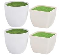 Artibetter 4pcs Miniature Plastic Flowerpots Foam Moss, Small and Square Tiny Plant Containers Suitable for Dry Flowers, Elegant Fake Flower Pot Decor for Living Room Or Terrace