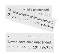 ARTIBETTER 4pcs Outdoor Plastic Braille Attention Sign Labels for Visual Impairment Aids, Pvc Braille Label Signs with Raised Characters for Blinder Accessibility