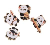 Artibetter 4pcs Panda Enamel Pin Badge Set Featuring Cute Cartoon Panda Design with Alloy Material and Enamel Finish, for Shawls, Bags, and Cultural Events, Offering Versatile Usage