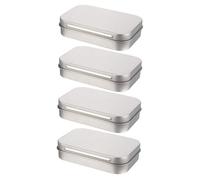 Artibetter 4Pcs Portable Flip-top Tinplate Storage Boxes for USB Drives and Small Accessories Wear-resistant Organizer Containers for Office and Home Silver Compact Design