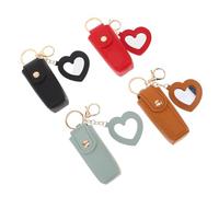 ARTIBETTER 4pcs Portable Lipstick Case Keychain Set with Mirror, Spacious Pu Makeup Storage Bag for Purse, Elegant Lipstick Organizer for Business Trips and Daily Use
