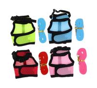 Artibetter 4pcs Small Pet Rabbit Vest Harness Leash Set, Breathable Mesh Chest Strap for Hamsters Guinea Pigs Ferrets, Medium Size, Comfortable Outdoor Walking Harness for Small Animals