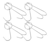 Artibetter 4pcs Stainless Steel BBQ Rib Hooks for Meat Hanging with Dual Hook Functionality for Poultry and Duck for Home and Restaurant Kitchens