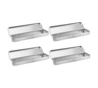 Artibetter 4pcs Tinplate Pencil Case with Lid Pen Holder for Students Portable Stationery Organizer Box Sleek Compact Design for School and Office Use