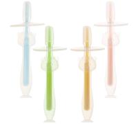ARTIBETTER 4pcs Toothbrushes for 6 to 12 Months with Soft Silicone Bristles and Suction Base, Lightweight Toothbrush Set that Will Not Hurt Gums or Teeth, for Oral Care