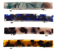 ARTIBETTER 4pcs Tortoise Shell Acetate French Hair Barrettes for Women Medium Metal Spring Clips Leopard and Shell Patterns Slip-resistant Hair Accessories and Ponytail Styling