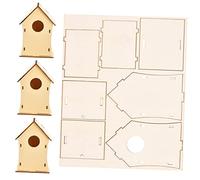 ARTIBETTER 4pcs Unfinished Wood House DIY Coloring Xmas Design Wooden Ornaments for Crafting Home Decorations Christmas Tree Hanging Gift