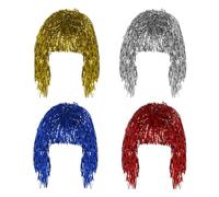 Artibetter 4pcs Unisex High Temperature Silk Tinsel Wigs for Evening and April Fool's Day, Reliable and Practical Colorful Hair Wigs with Fashionable Shiny Style