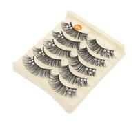 Artibetter 5 Pairs Black and Blue Angel Fake Eyelashes for Stage Performance, Dense Curly False Lashes with Hard Stem, Extended Cat Eye Design for Latin Dance Makeup