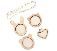 Artibetter 5 Pcs Mini Wood Hoops Cross Stitch Fixing Frame Embroidery Hoops for Crafting and Sewing Easy to Assemble with Gold Bead Chain and Two Fixing Wood Pieces Hand-Made Kitten Bear