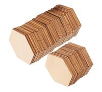 Artibetter 50pcs 50mm Beech Wood Hexagon Pieces Unfinished Wooden Cutouts for DIY Crafts Painting Engraving Coasters Hexagonal Wooden Ornaments for Crafting and Home Decoration