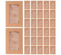 Artibetter 50pcs Khaki Stationery Envelopes with Heart Shaped Clasp and Window, Sturdy Paper Material, Rectangular Design, for Business and Party Invitations