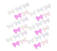 ARTIBETTER 50pcs Transparent Bowknot Cake Toppers Colorful Small Bows Flexible Party Decorations for Wedding Birthday Cupcakes Festive Events