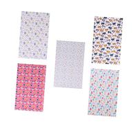 Artibetter 5Pcs Cartoon Cat Pattern Faux PU Leather for DIY Hair Bows Jewelry Making Crafting Material Set Durable Synthetic Leather