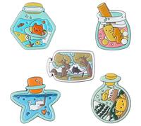 ARTIBETTER 5pcs Cute Cat Brooch Pin Set with Drift Bottle Design, Decorative Costume Jewelry for Women’s Clothing, Prom Lapel Pins, Animal Badge Accessories