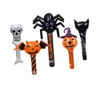 ARTIBETTER 5Pcs Halloween Inflatable Sticks Set Handheld Party Decoration with Skull Pumpkin Bat Black Spider Enchanted Pumpkin Black Cat for