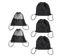 Artibetter 5pcs Multipurpose Drawstring Bag Set for Gym and Home Storage, Black Polyester and Mesh Material, Simple Structure and Convenient to Operate Sports Sack Bags
