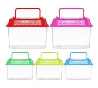Artibetter 5pcs Portable Plastic Aquarium Fish Tank Box for Pets and Hamsters, Compact and Easy to Operate Turtle Box for Reptile Transport and Small Fish Habitat Random Color