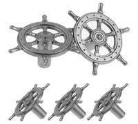 Artibetter 5pcs Silver Zinc Alloy Cabinet Door Handles with Ergonomic Grip and Smooth Surface, Nautical Ships Wheel Design for Wardrobe, Dresser, and Kitchen Cabinet Pulls