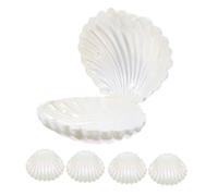 ARTIBETTER 5pcs Small Pearl White Shell Candy Boxes Plastic Containers for Wedding Party Favors, Jewelry Storage, and Candy Table Treat Holders
