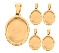 Artibetter 5Pcs Stainless Steel Bezel Pendant Trays with Hanging Hoop for DIY Jewelry Making Accessories Oval Gold Oval Base Charms with Rounded Edges and Wear-resistant Pendant Bases for