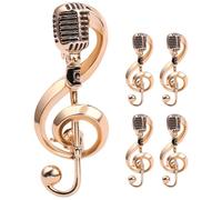 Artibetter 5pcs Vintage Style Music Brooch Pin Set Retro Microphone Lapel Pins with Music Notes for Women and Men Rock Jewelry Accessories