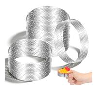 ARTIBETTER 6pcs 430 Stainless Steel Round Cake Rings for Baking with Well-Polished Surface and Edges, Easy to Use Tart Mold Set for Home and Cake Store DIY Lovers