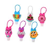 Artibetter 6pcs Cartoon Silicone Liquid Soap Containers 30ml Plastic Travel Bottles with Silicone Hook Reusable Mini Lotion Bottles for Traveling and Hanging on Key Ring Random Color