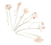 Artibetter 6pcs Chinese Style Floral Hair Sticks with Intricate Details and Secure Hold, Retro Vintage Metal and Resin Hairpins for Traditional Attire and Different Occasions, Elegant Hair