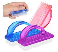 ARTIBETTER 6pcs Large Plastic Handle Grip Nail Brush Set, Dust Cleaning Brushes for Fingernail and Pedicure, Assorted Pink Blue Purple Colors for Hand and Foot Care