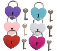 Artibetter 6pcs Mini Heart-Shaped Metal Padlocks with Keys Small Key Locks for Jewelry Boxes Diaries Handbags Lightweight Security for Storage and Souvenirs in Pink Purple Blue Rose Red Red