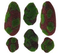 Artibetter 6pcs Realistic Artificial Moss Stones for Aquarium Decor and Potted Plants, Foam Portable Moss Rock High Realism, for Crafting and Home Decoration, Natural Green Rock Shape