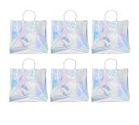 Artibetter 6pcs Reusable Grocery Bags with Handles Large Capacity Pvc Material Multi-use Design Simple Structure Silver Colour Suitable for On-site Activities and Going to Amusement Parks
