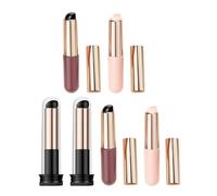 ARTIBETTER 6pcs Silicone Nail Brushes for Nail Art Powder Application Soft Elastic Gradient Heads Professional Manicure Tools Kit with Black Taupe and Pink Colors