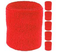 Artibetter 6pcs Sports Wrist Sweatband, Red Sweatbands Athletic Wristbands