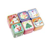 Artibetter 6pcs Square Tinplate Boxes Christmas Candy Jar Adorable Storage Box for Xmas for Christmas Eve Biscuit Barrel Random Style