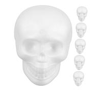 Artibetter 6pcs White Foam Skull Heads DIY Craft Shapes for Halloween Party Decoration Easy to Hang Indoor Outdoor Hanging Skull Decorations Versatile Blank Canvas for Painting