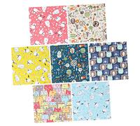 Artibetter 7pcs Cartoon Animals Patchwork Cloth Sheet DIY Fabric Squares for Sewing Quilting Craft 25x25cm Pieces Set for Handmade Textile Projects