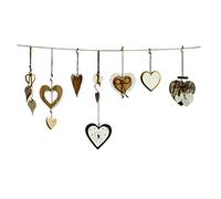 Artibetter 7pcs Heart Wood Slices Wood Hanging Heart Decorations Ornaments for Door Wall Wedding Party Decoration