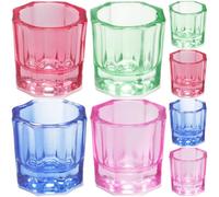 Artibetter 8pcs Colorful Crystal Cup Glass Nail Art Cups Multi-function Manicure Professional Nail Dishes Accessory Monomer Dish Decorative Manicure Dappen Dip Spa Bowl Random Color