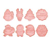 ARTIBETTER 8pcs Cookie Cutters DIY Cookie Mold Pink Pp Christmas Style Push-Type Easy Demould Fast Clean and Dry for Family Friends DIY Baking