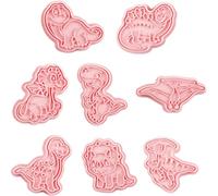 ARTIBETTER 8pcs Dinosaur Cookie Cutters Set Plastic 3D Biscuit Moulds for Baking Cookies with Safe and Easy to Clean Features, for Home and Road Trips