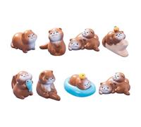 Artibetter 8pcs Miniature Animal Figurines Resin Tiny Animals Otters with Adorable Design Robust Material Versatile Use Playful Whimsical Simple and Elegant Indoor Home Decoration