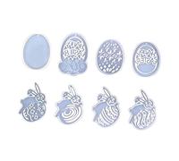 ARTIBETTER 8Pcs Transparent Bunny Silicone Molds for DIY Easter Pendant Keychain Making Egg and Creative Animal Epoxy Casting Molds Easy to Clean and Reusable
