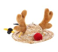 Artibetter Adjustable Mini Christmas Reindeer Hat for Small Pets Knitted Fabric and Strap - Decorative Holiday Cap for Hamsters, Hedgehogs, Rabbits, and Tiny Animals