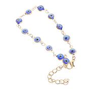 Artibetter Adjustable Turkish Blue Evil Eye Bracelet for Women, Dark Blue Gold-tone Protection Jewelry, Dainty Beaded Charm Bracelet for Luck and Feng Shui