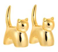 Artibetter Adorable Cat Holder Organizer Display for Jewelry 2pcs Ceramic Material with Gold Finish, Stable Standing Design Unique Cat Shape for Personal Collections or Stores